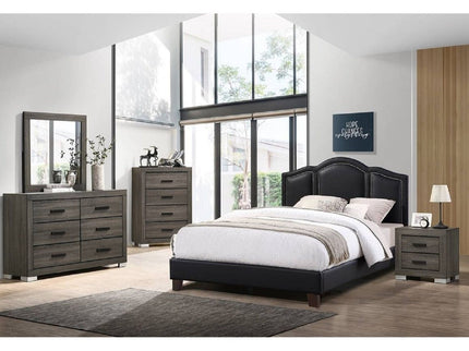 Full Size Bed With Unique Headboard - Black