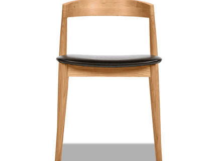 Raven - Stacking Sculpted Oak Dining Chair - Warm Natural Brown / Black