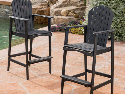 Outdoor Acacia Wood Adirondack Barstools (Set of 2)