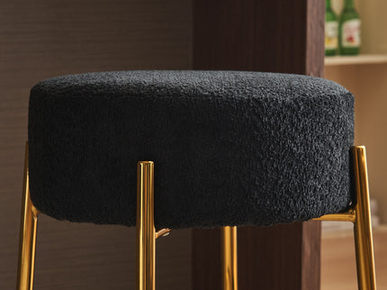 Round Bar Stools (Set of 2), Contemporary Upholstered Dining Stools For Kitchens, Coffee Shops And Bar Stores - Legs