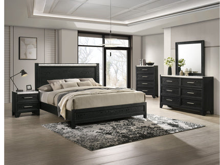 Contemporary Panel Bed With Accents