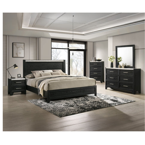 Contemporary Panel Bed With Accents