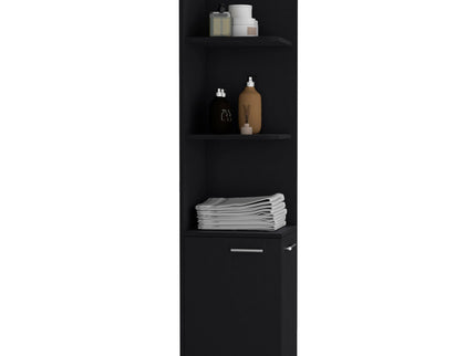 Corner Cabinet Tall With 3 Tier Shelf And 2 Door - Black