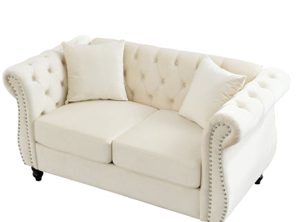 Chesterfield Sofa With Rolled Arms And Nailhead Trim