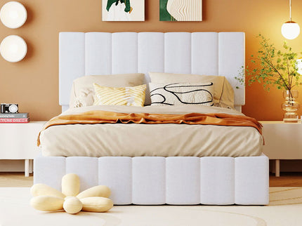 Elegant Upholstered Platform Bed With Hydraulic Storage System