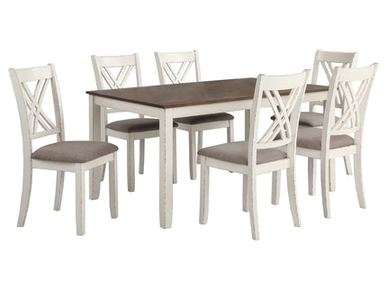 Ebers - 7 Dining Set With 2 Tone Upholstered Chairs - Vanilla White