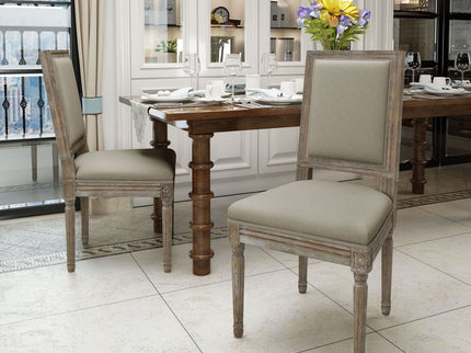 Traditional Style Dining Chair Set With Fabric Upholstery