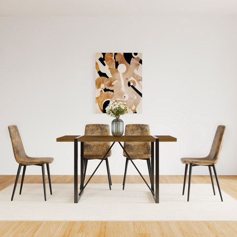 Modern Dining Table With Metal Legs For 4 - 6 Person