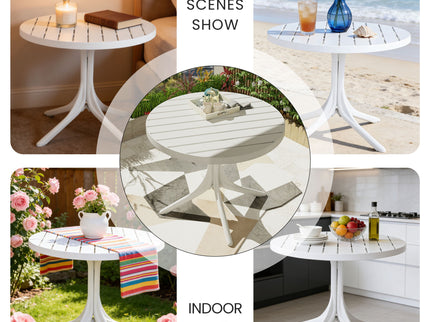 4 Piece Set Of Color Block Designed Single Chairs With Round Table - Grain Yellow / Haze Green / Tropical Orange / White