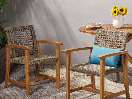 Outdoor Dining Chair Acacia Wood Frame (Set of 2)