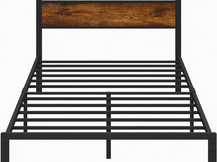 Platform Bed Frame With Charging Station & Headboard Shelves