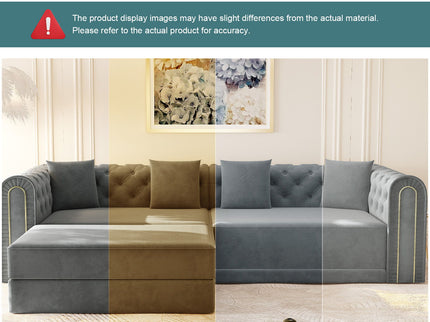 3-In-1 Convertible Sleeper Sofa With Movable Ottoman For Living Room