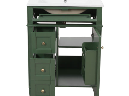 Bathroom Vanity With Top Sink, Storage Cabinet With 2 Drawers And Tip-Out Drawer