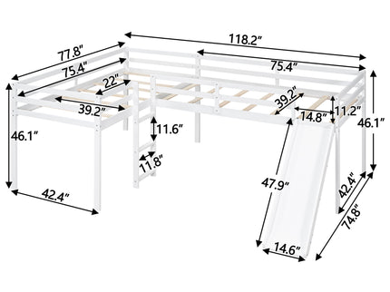 L Shaped Loft Bed With Ladder And Slide