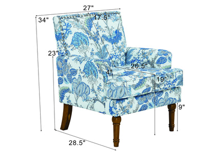 Floral Accent Armchair With Nailhead Trim