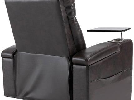 Power Recliner With Storage Arms, Cupholders, Swivel Tray Table And Cell Phone Stand - Brown