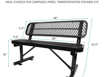 Outdoor Steel Bench With Backrest
