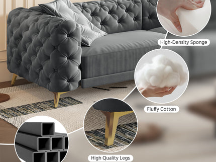 3 In 1 Convertible Sleeper, Deep Seat Pull Out Sofa Bed, Button Tufted