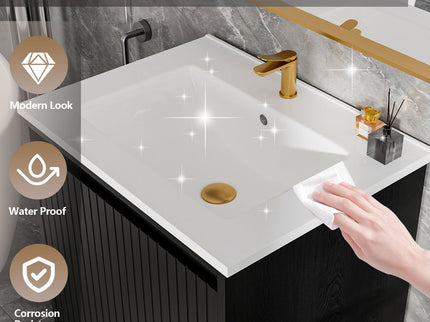 Bathroom Vanity With Ceramic Sink, Floor-Standing Design, Soft-Closing Drawers