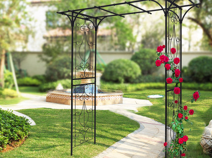 Metal Garden Arch Climbing Plants Support Rose Arch Outdoor - Black