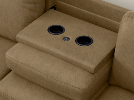 2 Piece Sofa With Chaise, Comfortable Seating For 3, Tapered Feet, USB Charging Console - Brown