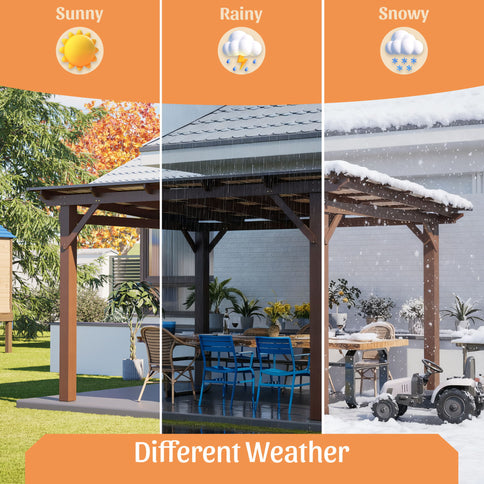 13 X 10 Ft Gazebo With Roof, Spacious Outdoor Patio Shade Structure For Backyard & Garden - Brown