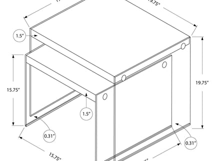 Accent Nesting Table Clear Tempered Glass For Living Room (Set of 2)