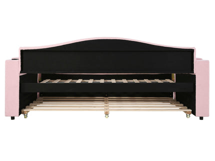 Upholstered Daybed With Storage Armrests, Trundle And Latest Integrated tooth Audio System