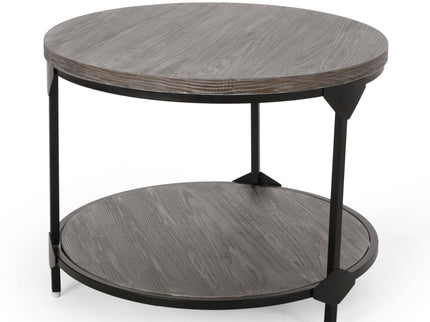 Coffee Table With Wood Patterned Tabletop And Iron Frame - Gray