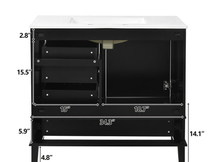 Bathroom Vanity, Modern Bathroom Cabinet With Sink Combo Set, Bathroom Storage Cabinet With A Soft Closing Door And 3 Drawers, Solid Wood Frame