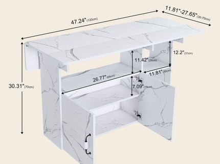 Multi Functional Folding Table With Storage Shelves And Wheels