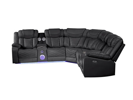 Challenger - Recliner Sectional Sofa, Built In USB, C Ports & Bluetooth