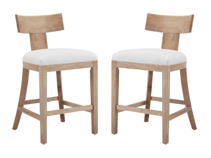 Upholstered Counter Height Bar Stools With Solid Rubber Wood Frame (Set of 2)