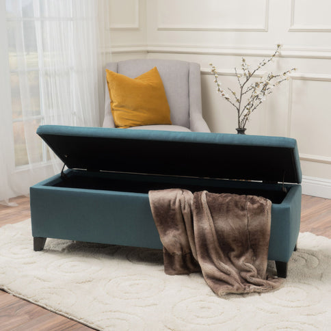 Contemporary Storage Ottoman Bench With Upholstery