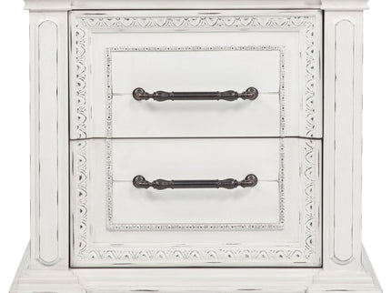 2 Drawer Nightstand With Dual USB Charging Ports - Vintage