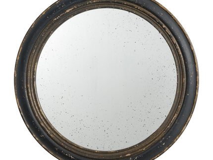 Circle Wall Mirror With Wooden Frame, Antique Classic Accent Mirror, For Living Room - Black
