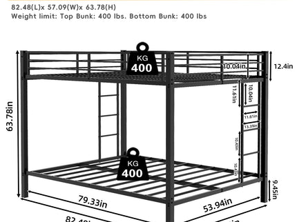 Bunk Bed For Kids, Convertible Frame With Ladders & Guardrail