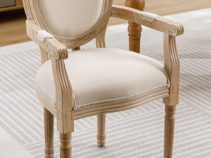 French Vintage Upholstered Fabric Dining Armchair (Set of 2)