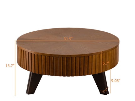 Round Retro Coffee With Solid Wood Legs