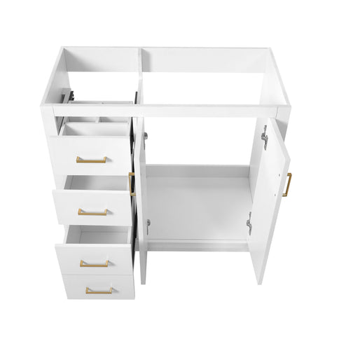 Retro Style Bathroom Vanity, 3 Drawers & Soft Closing Doors