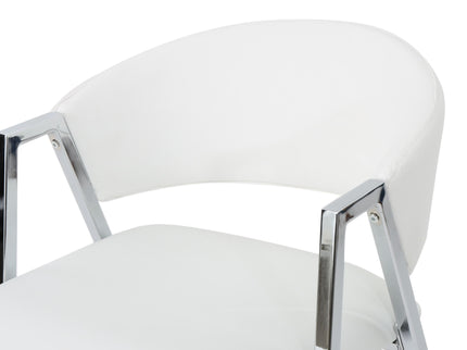 Modern Bar Stools With Low Back And Arms And Durable Metal Frame (Set of 2) - Ivory
