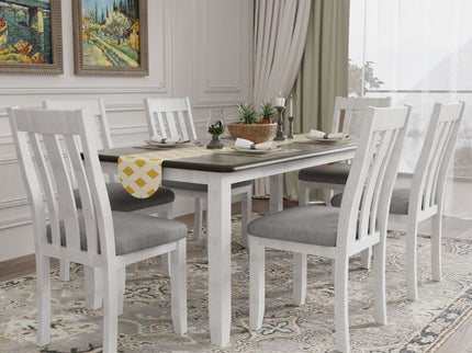 Dining Table Set Retro Style With Extendable Table And Upholstered Chairs