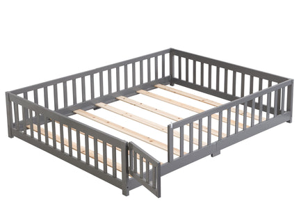 Solid Floor Bed With Door And Fence For Children