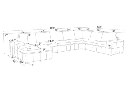 Large Square Arms Modular Sectional
