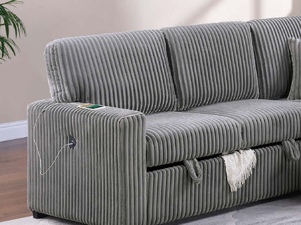 Convertible Sectional Upholstered Sleeper Sofa With Storage Chaise