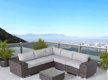 Modern Patio Rattan Sectional Set With Cushions