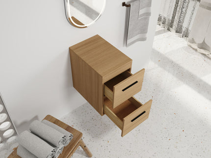 Floating Bathroom Vanity Drawer Base, Wall Mounted Storage With 2 Drawers - Light Oak