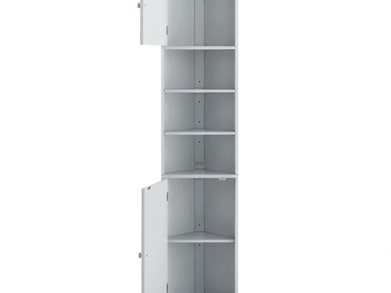 Multi Functional Corner Cabinet With Adjustable Shelves And 2 Doors
