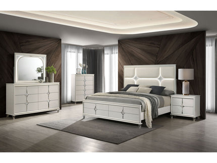 Gwendolyn - Queen Panel Bed With LED Headboard - White