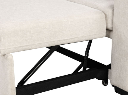 Modern 2 Seater Loveseat Sofa With Pull-Out Bed, Fabric, Built-In USB Ports & Cup Holders